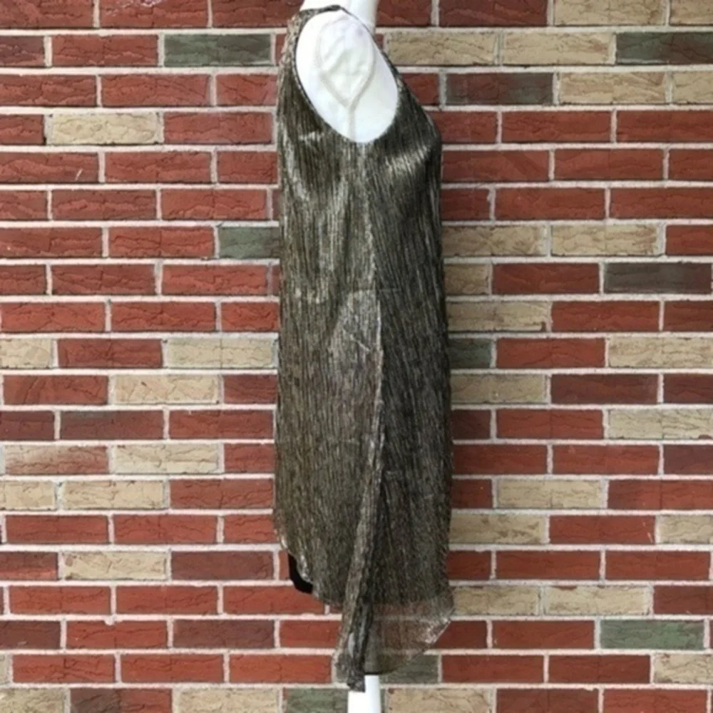 Tahari ASL Asymmetrical Black Gold Metallic Overlay Sleeveless Dress 👗 - Picture 5 of 11